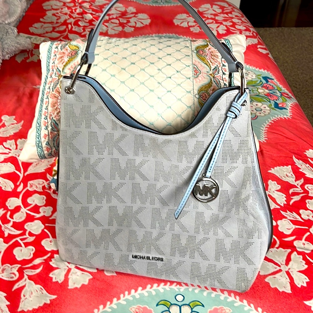 Authentic Michael Kors Pale Blue Leather Shoulder Bag